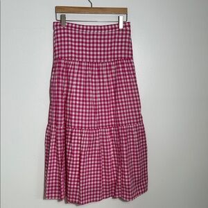 J. Crew Red Gingham A-Line Skirt